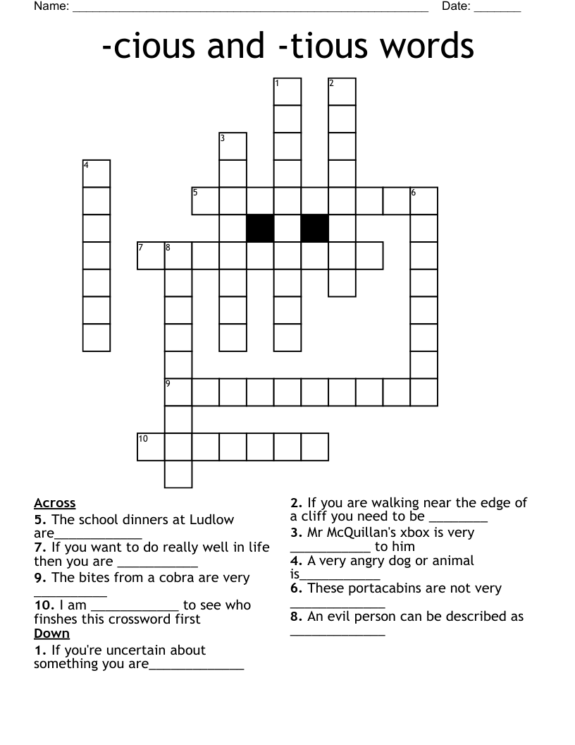 -cious and -tious words Crossword