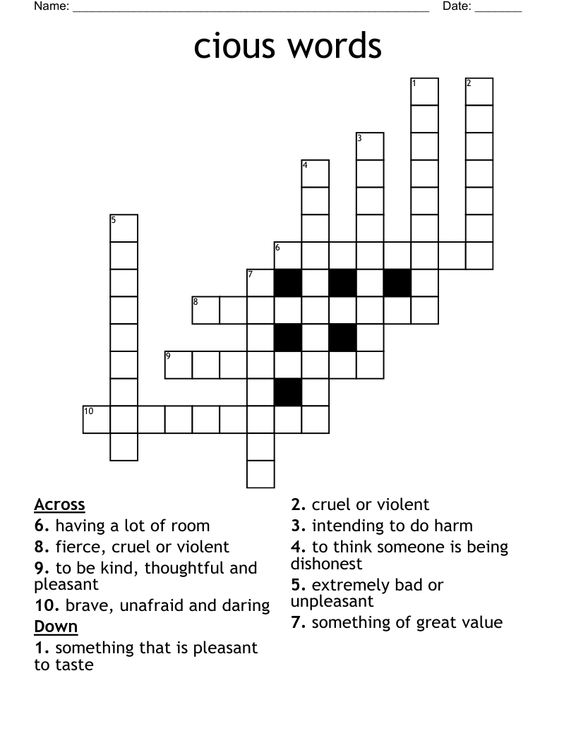 cious words Crossword