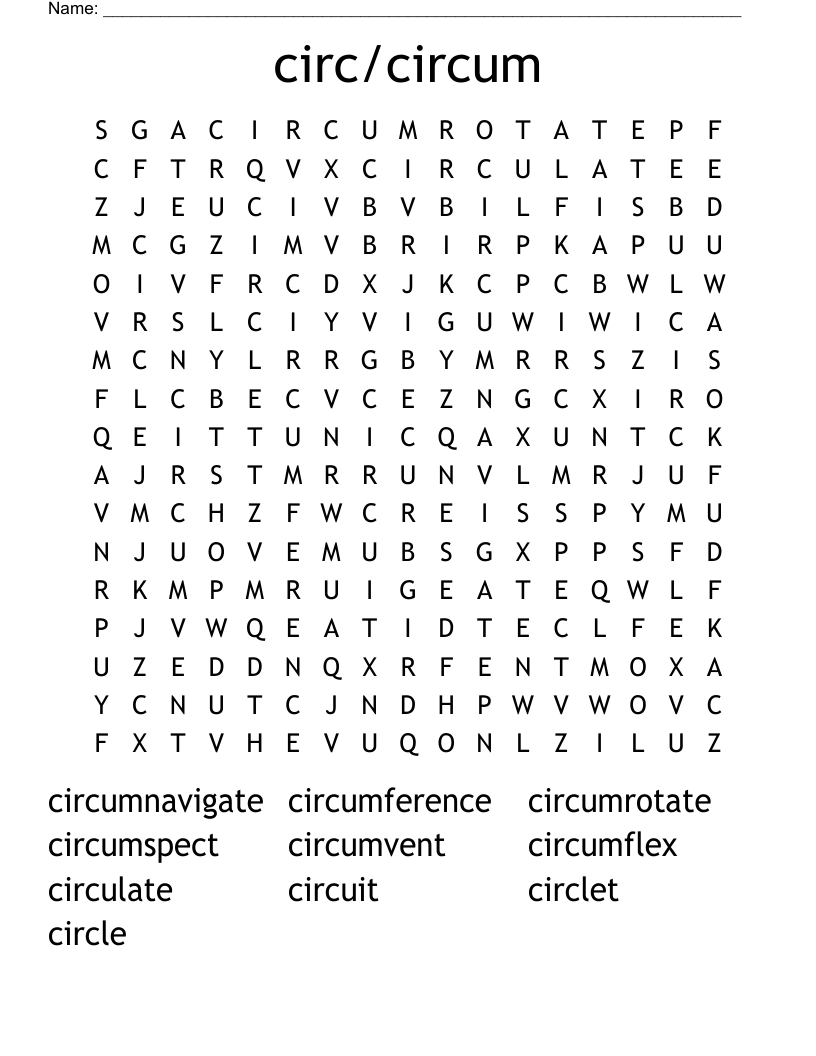 circ/circum Word Search