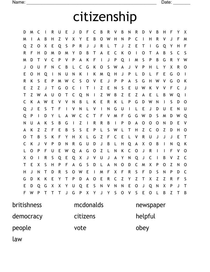 citizenship Word Search