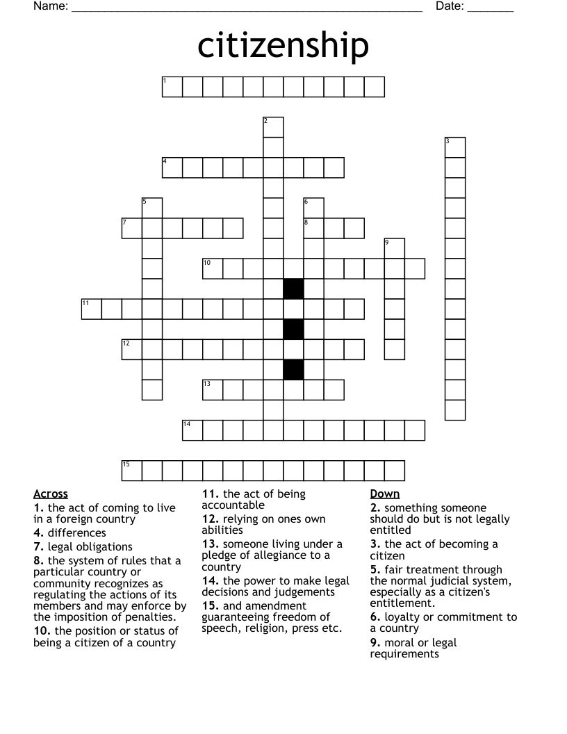 citizenship Crossword