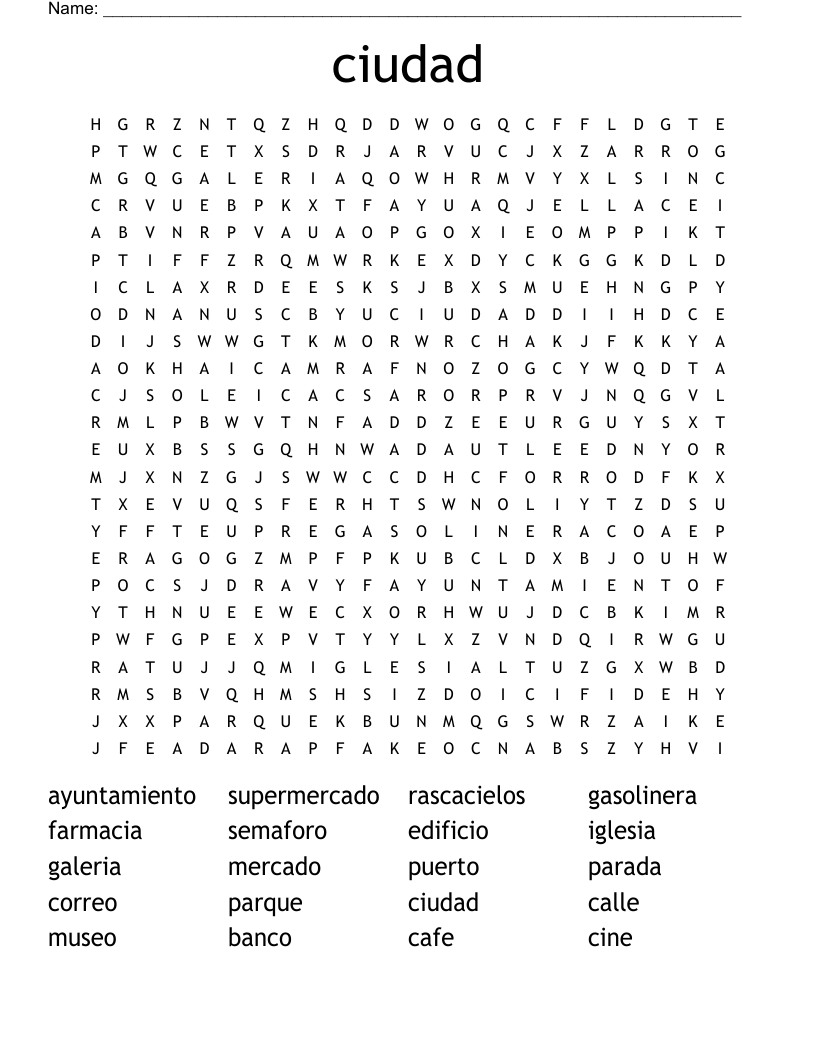 ciudad Word Search