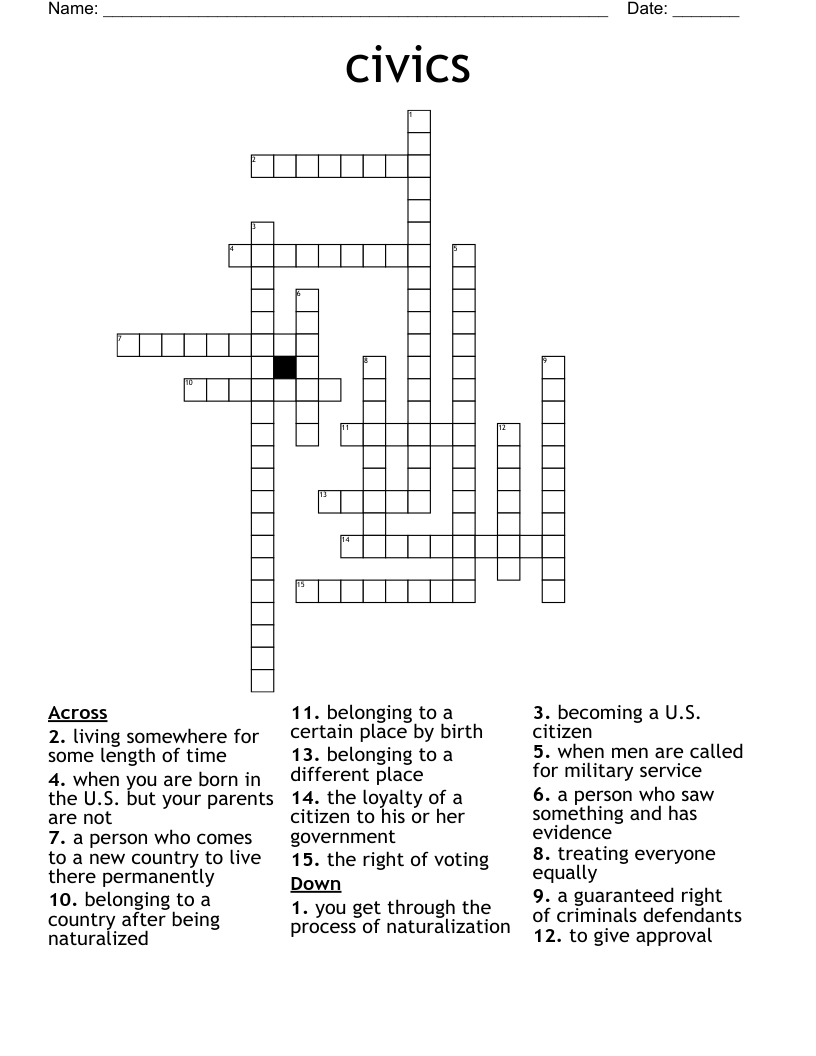 civics Crossword