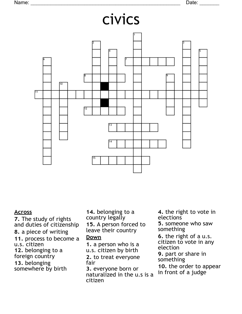 civics Crossword