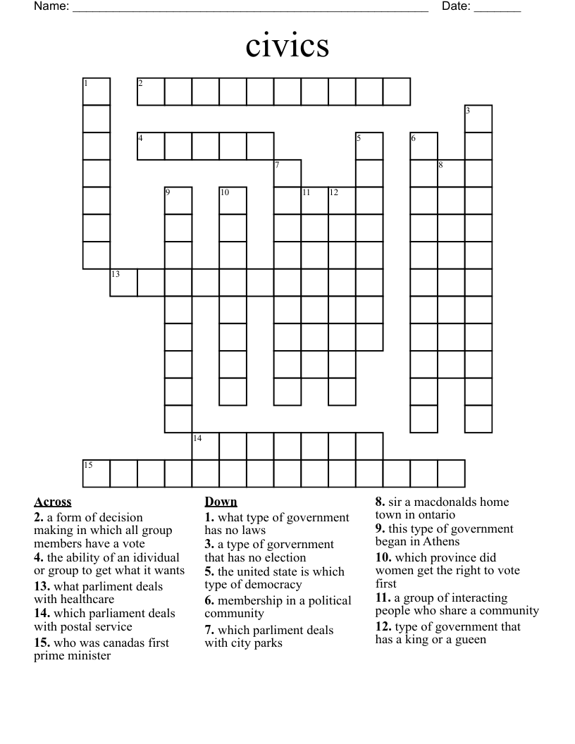 civics Crossword