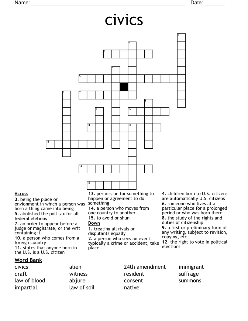 civics Crossword