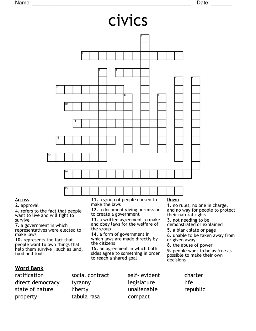 civics  Crossword