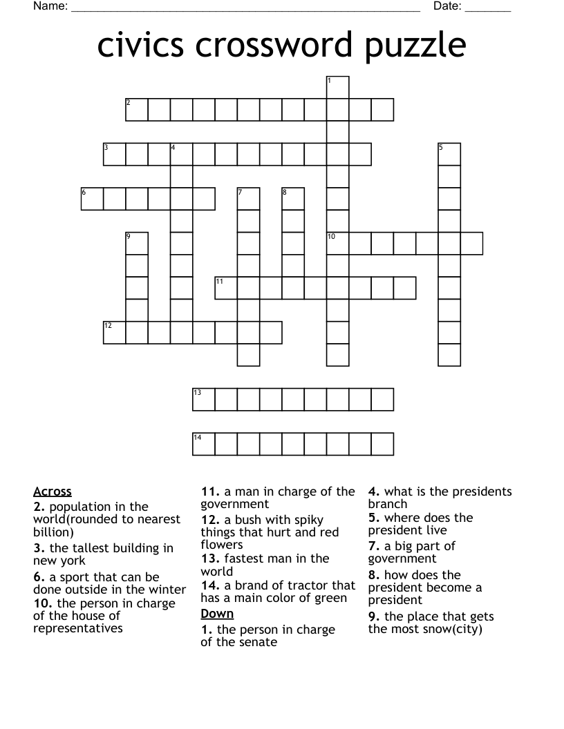 civics crossword puzzle