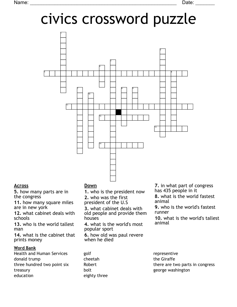 civics crossword puzzle