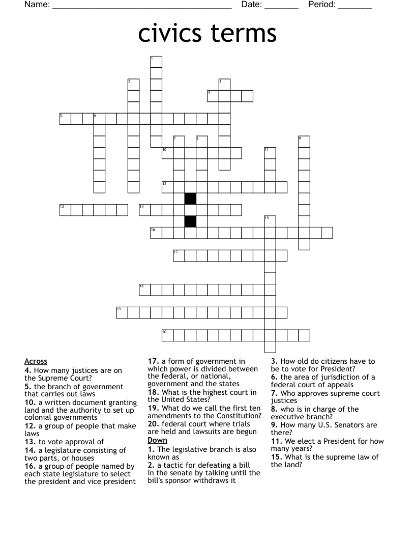 civics terms Crossword