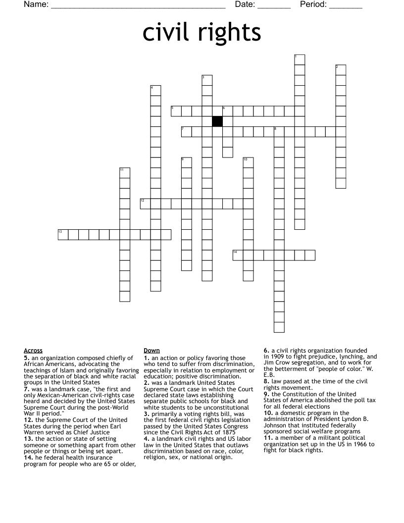 civil rights Crossword