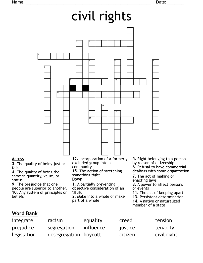 civil rights Crossword