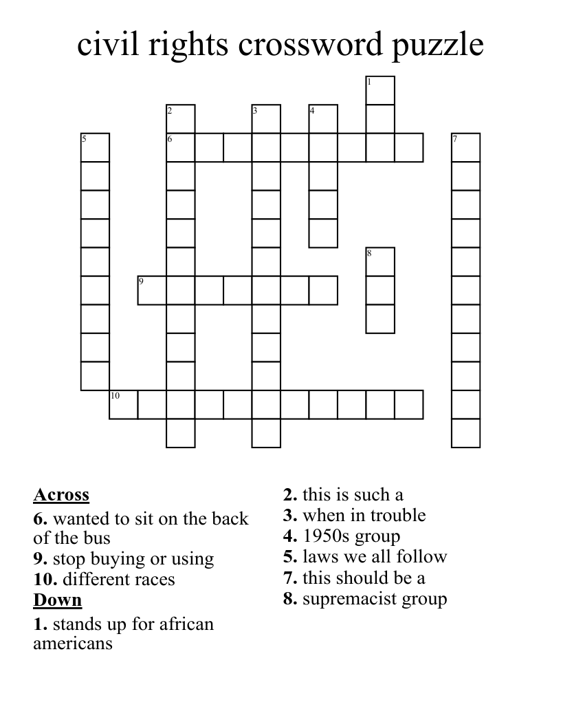 civil rights crossword puzzle 