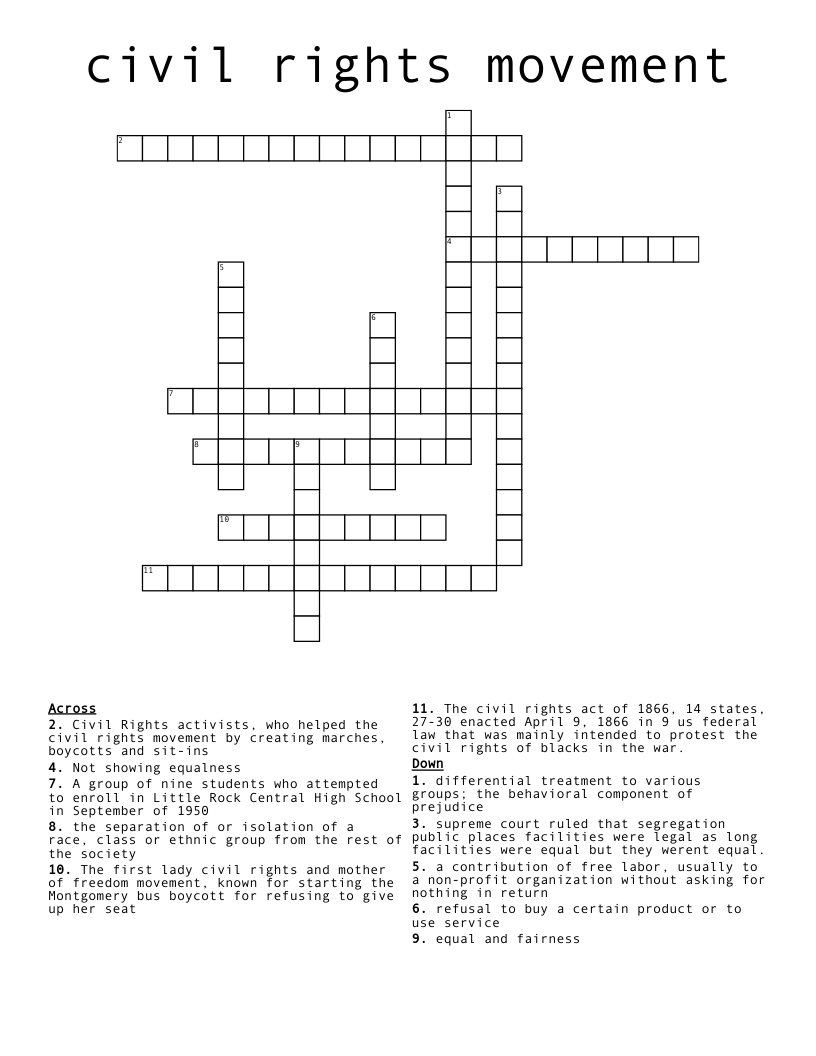 civil rights movement Crossword