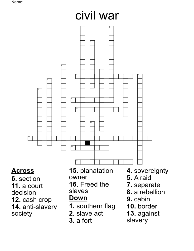 civil war Crossword