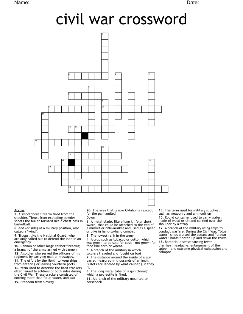 civil war crossword