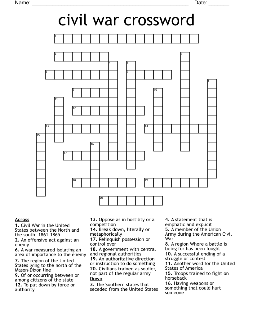 civil war crossword