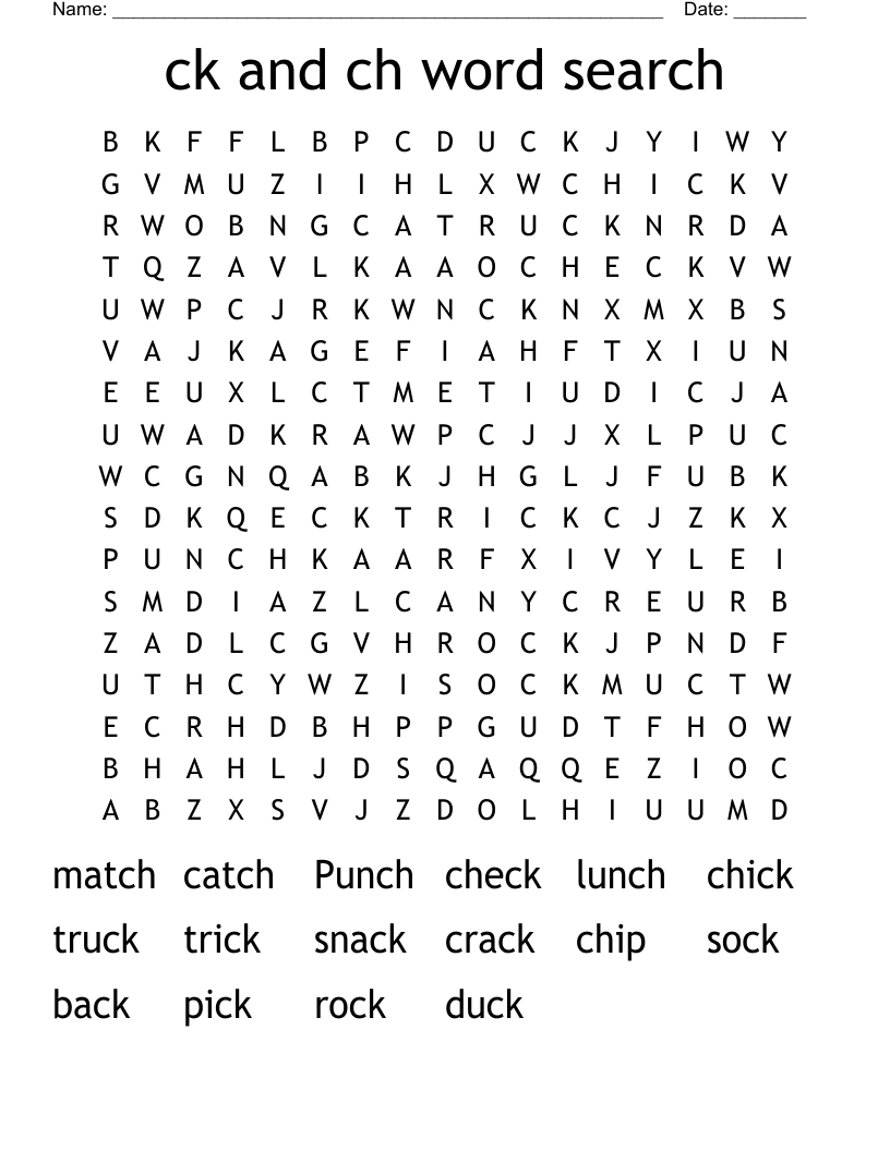 ck and ch word search 