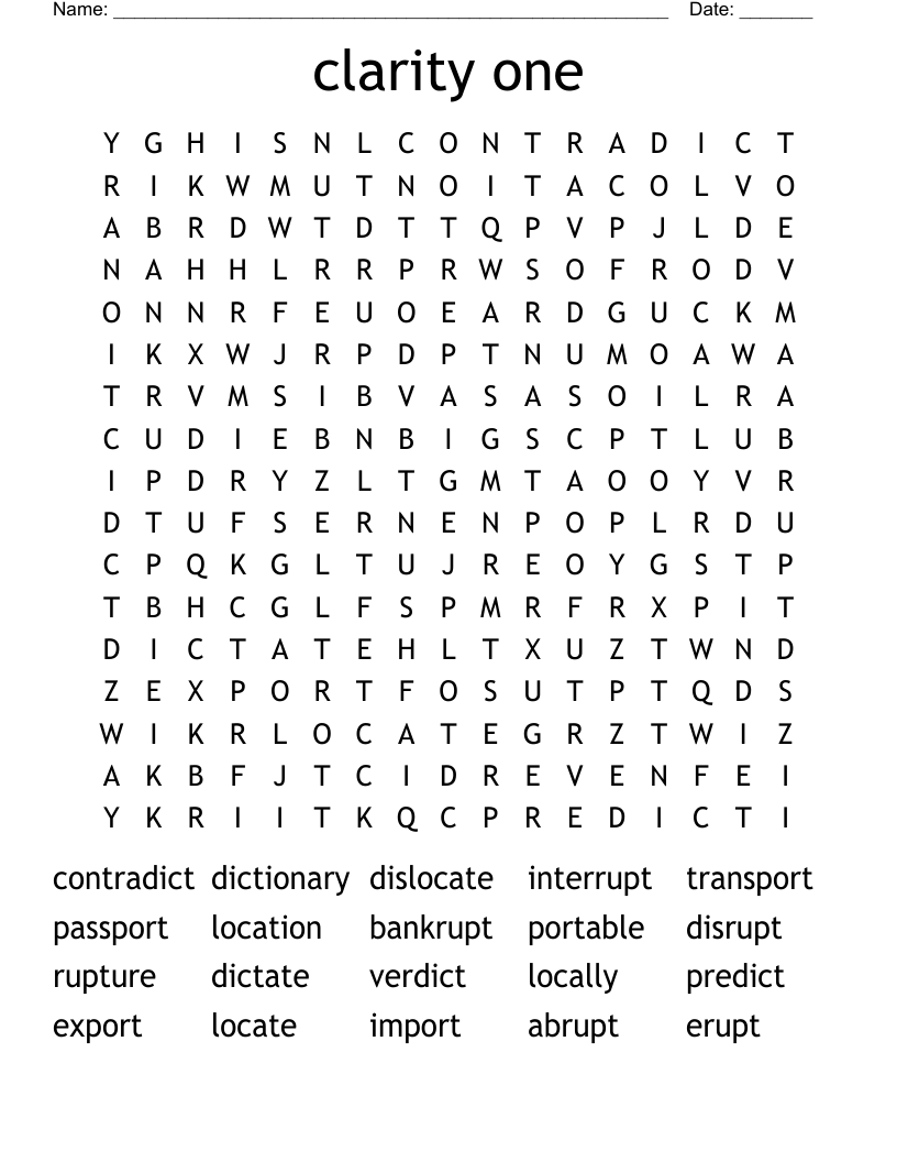 clarity one Word Search