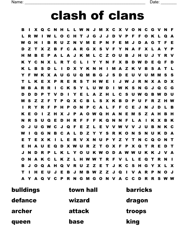 clash of clans         Word Search