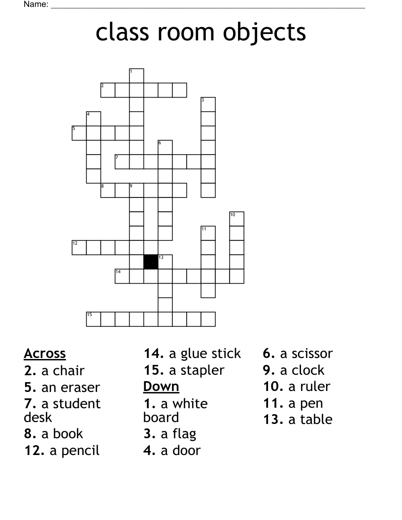 class room objects Crossword