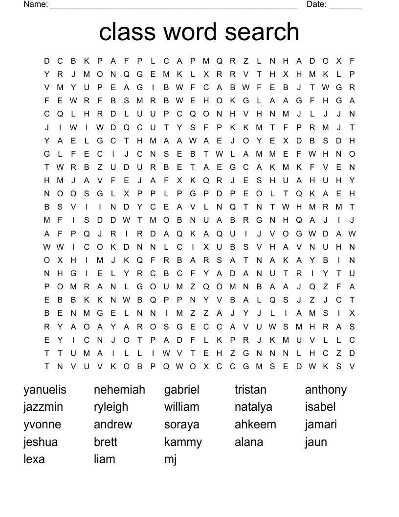 class word search