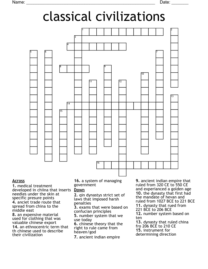 classical civilizations Crossword