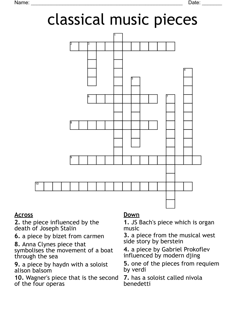 classical music pieces Crossword
