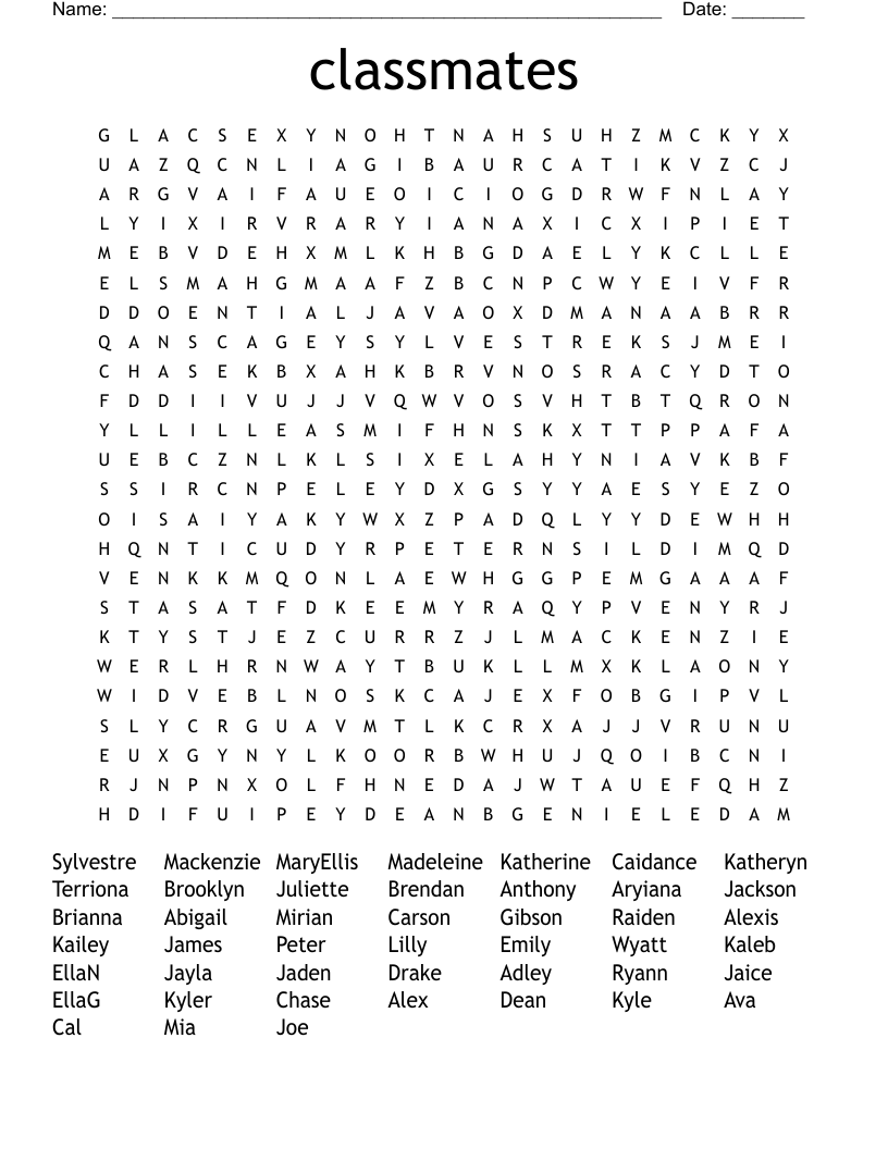 classmates Word Search