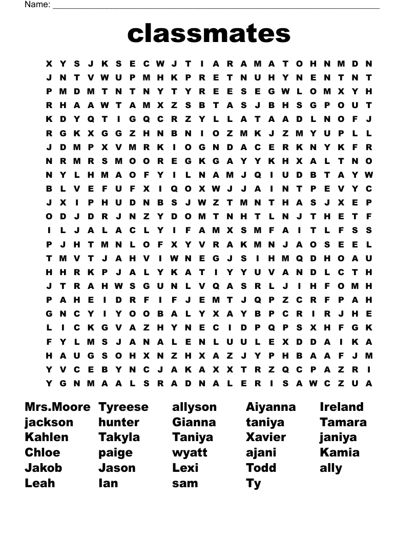 classmates Word Search