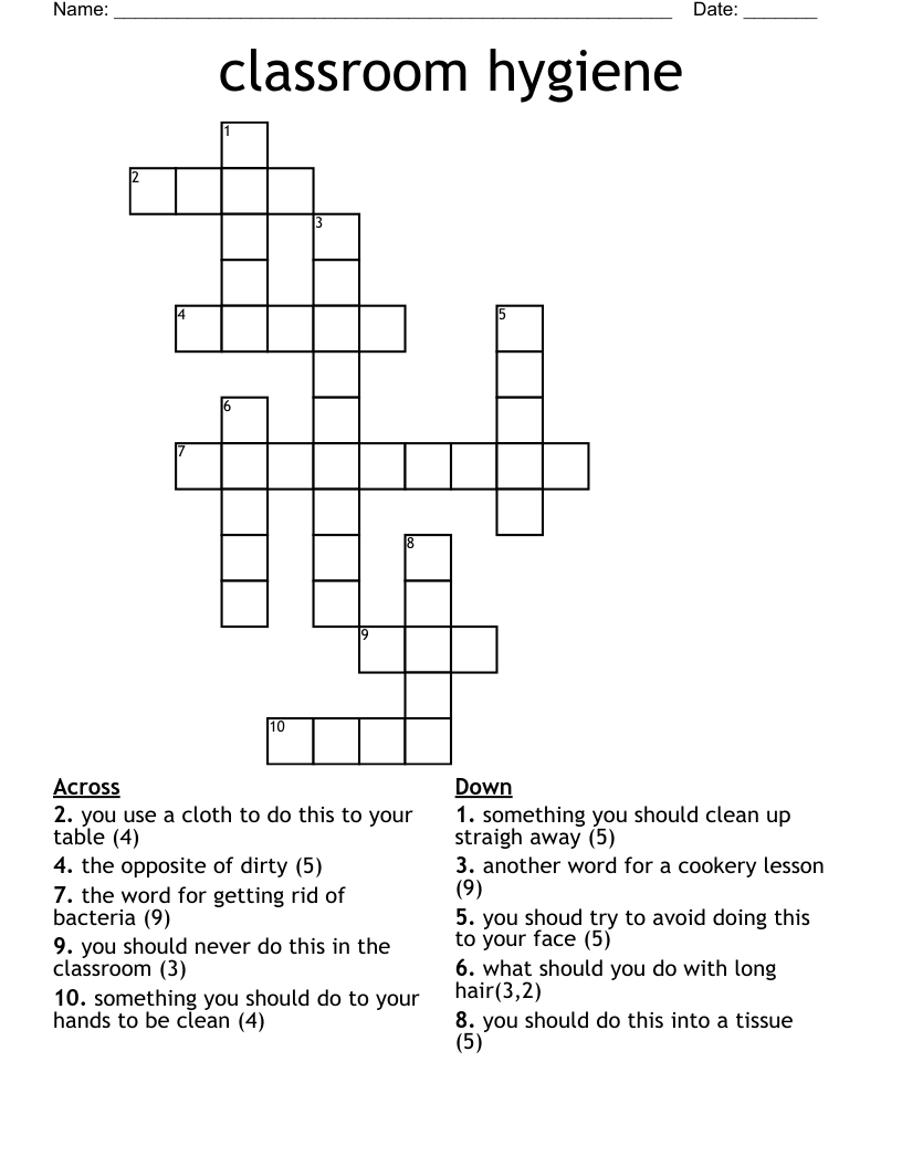 classroom hygiene Crossword