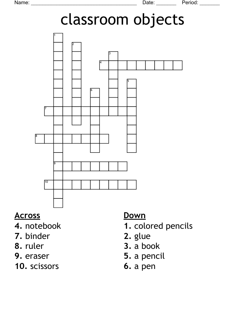 classroom objects Crossword