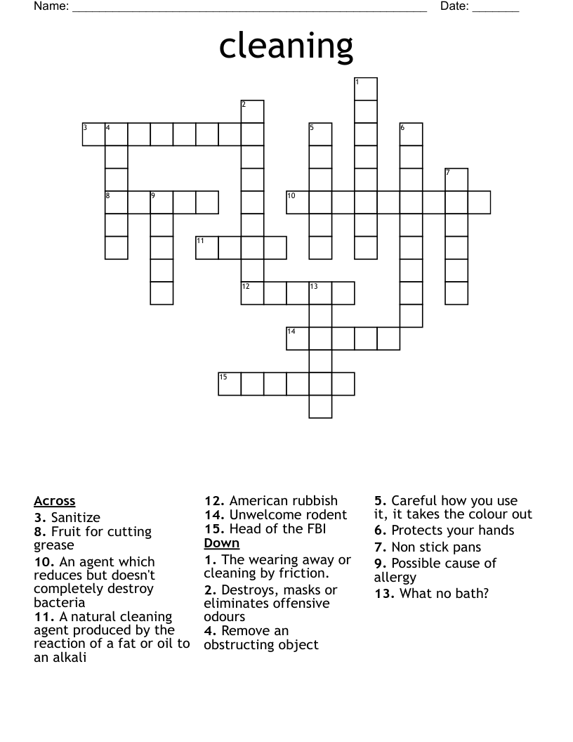 cleaning Crossword