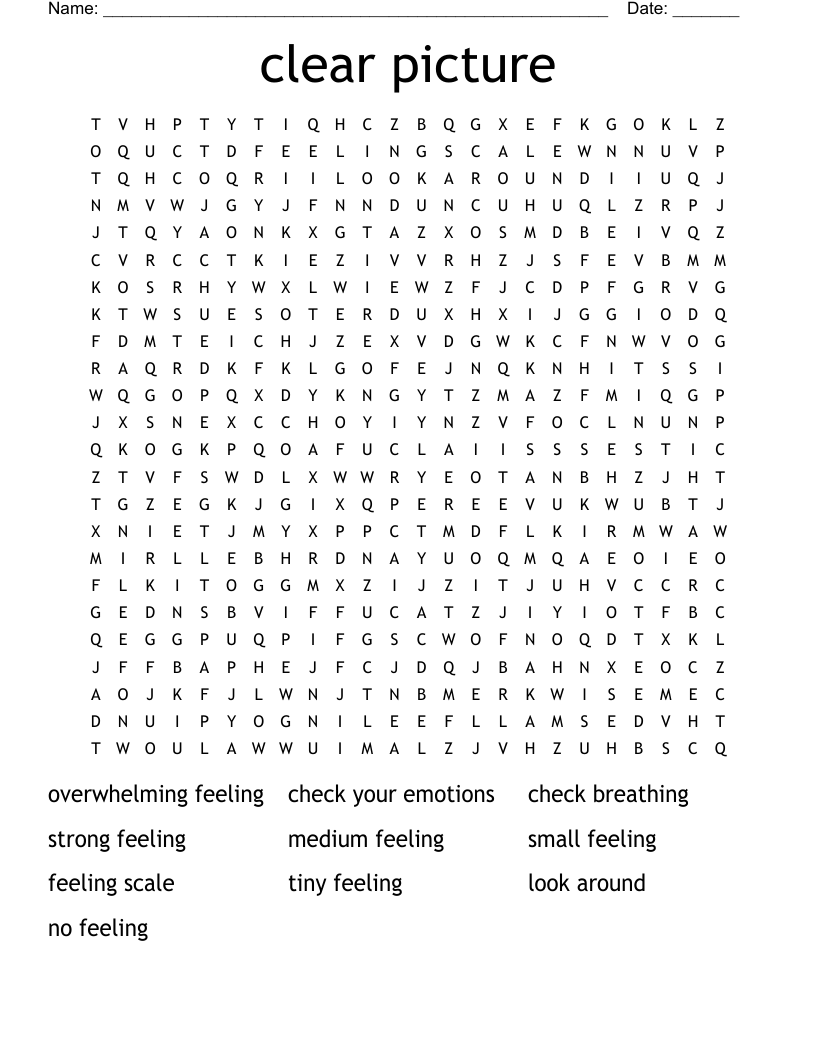 clear picture  Word Search