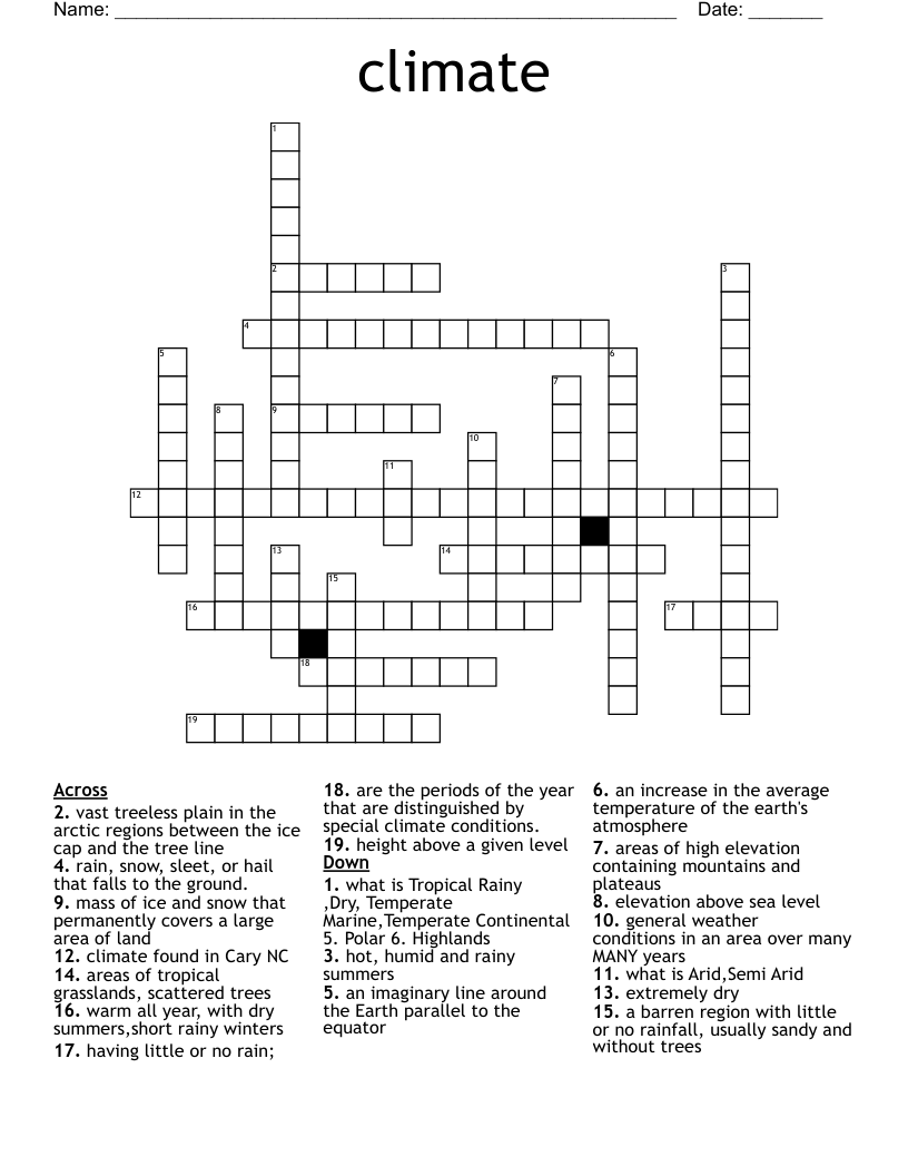 climate Crossword