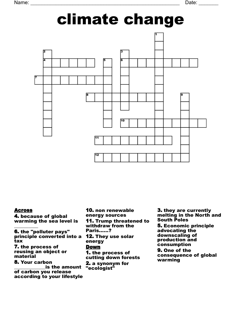 climate change Crossword