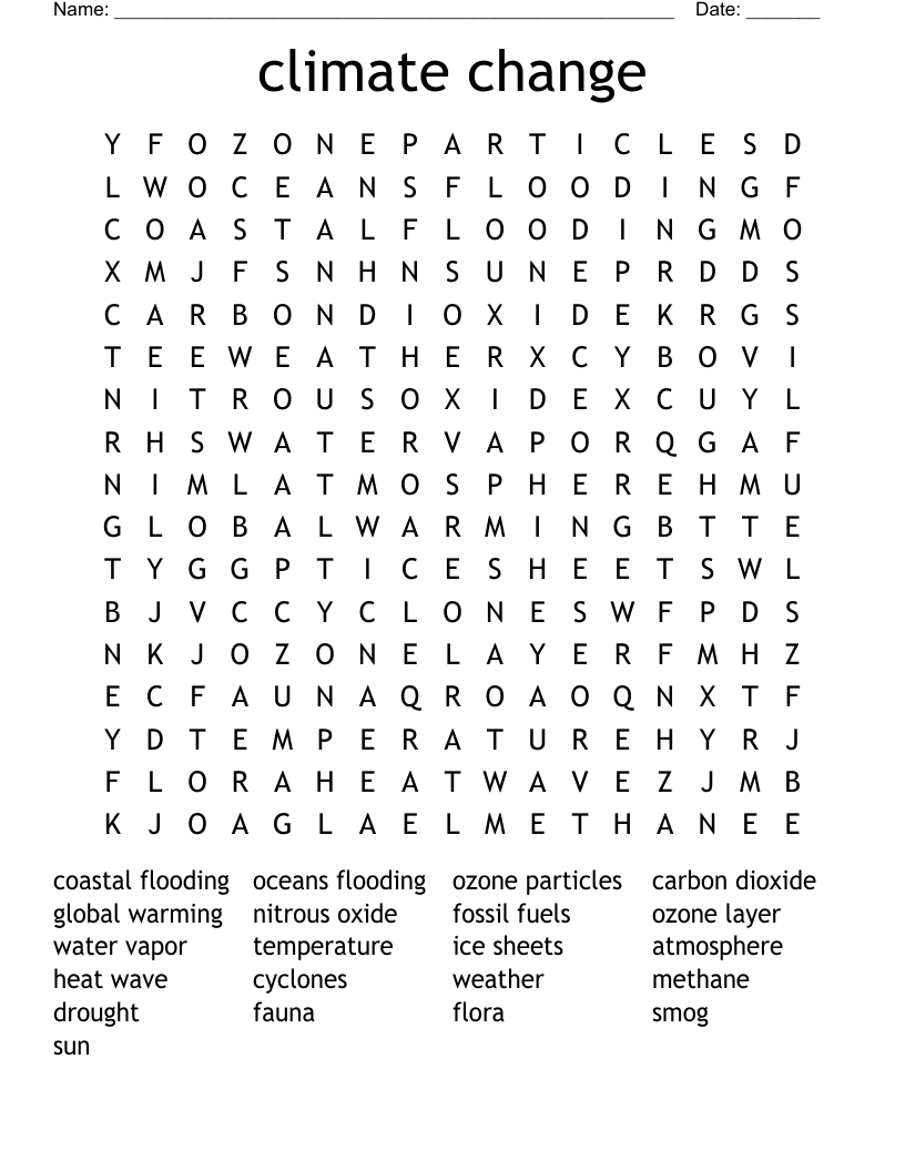 climate change Word Search