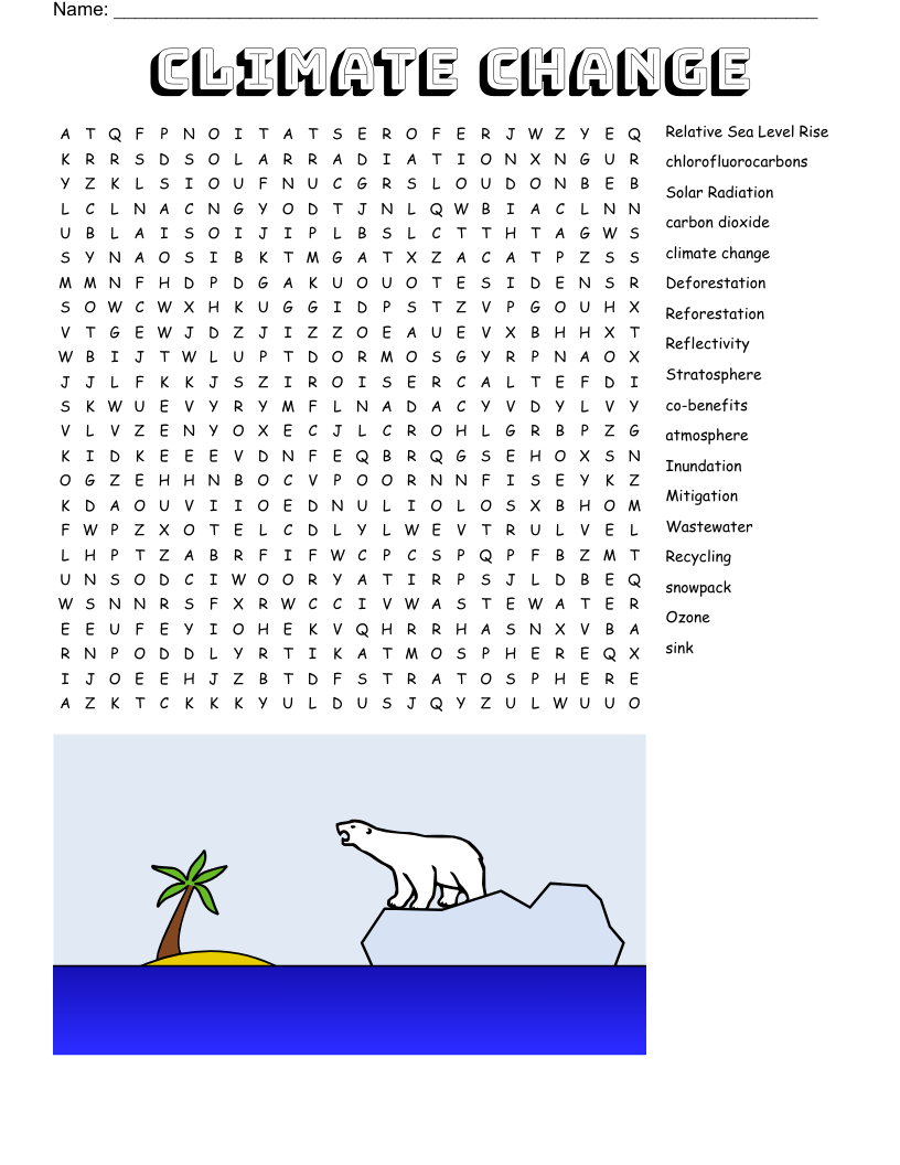 climate change Word Search