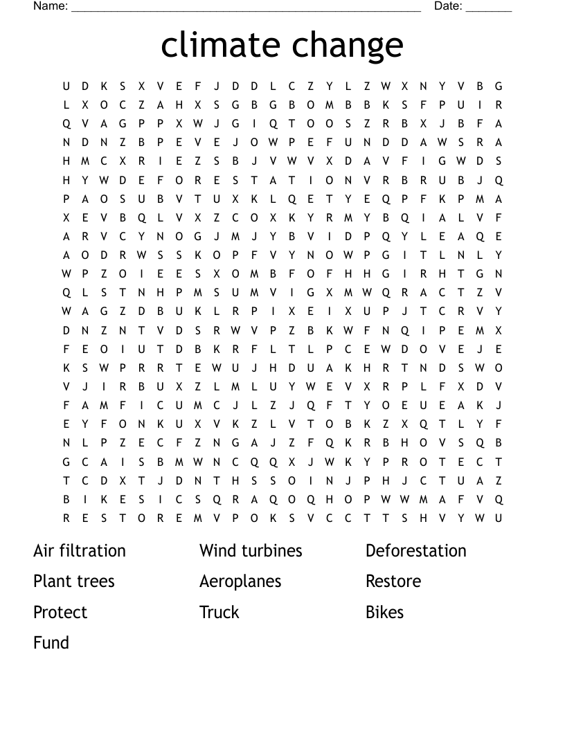 climate change  Word Search