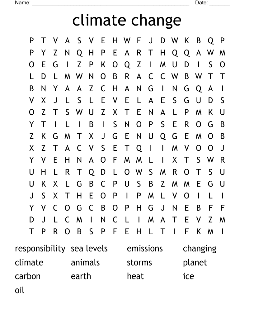 climate change  Word Search