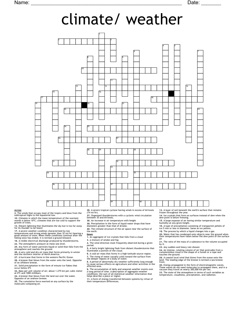climate/ weather  Crossword
