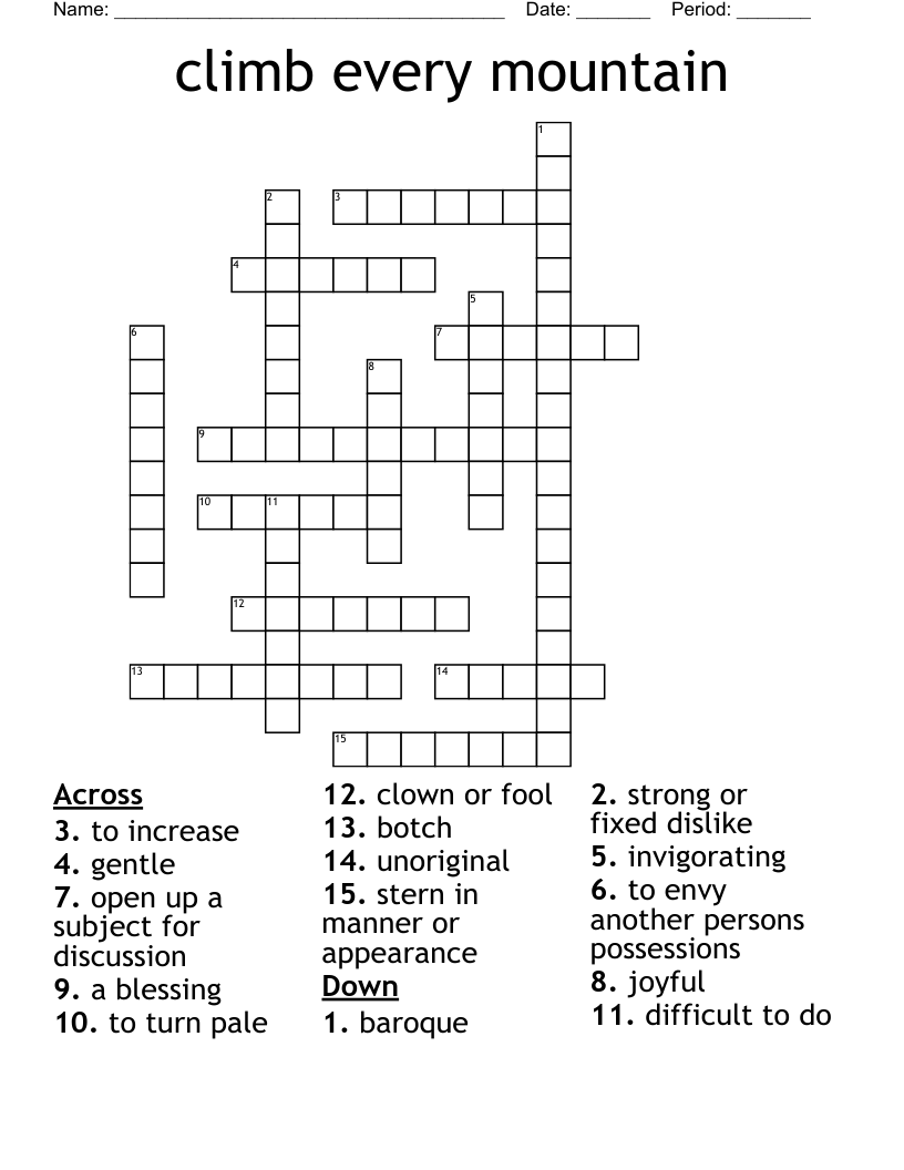 climb every mountain Crossword