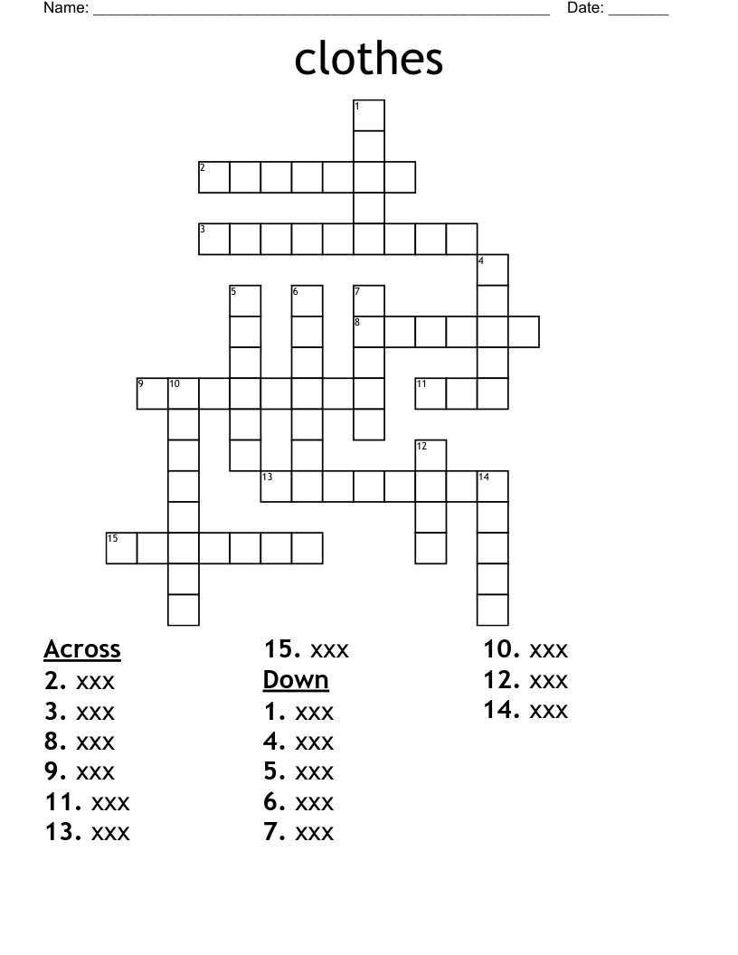 clothes Crossword