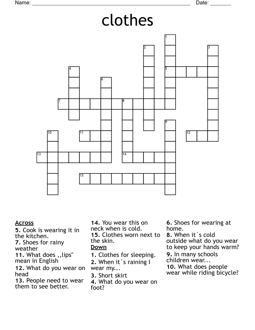 clothes Crossword