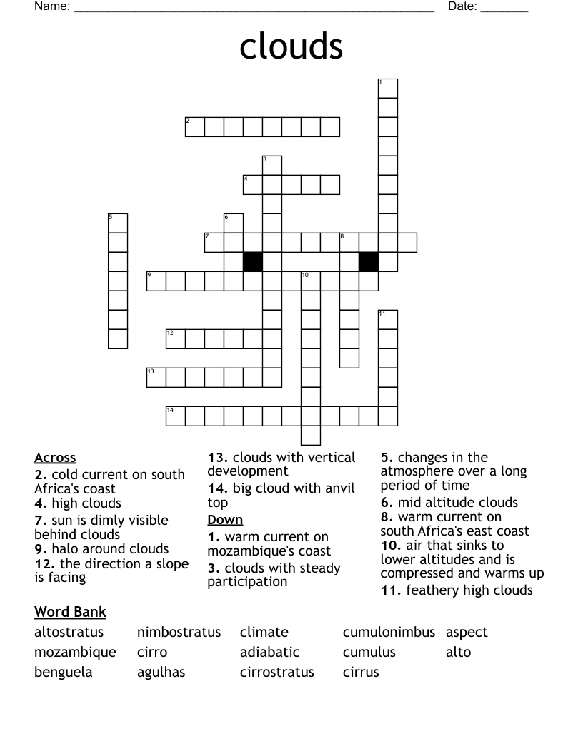 clouds Crossword