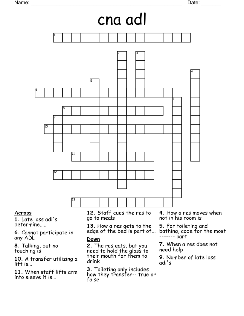 cna adl Crossword