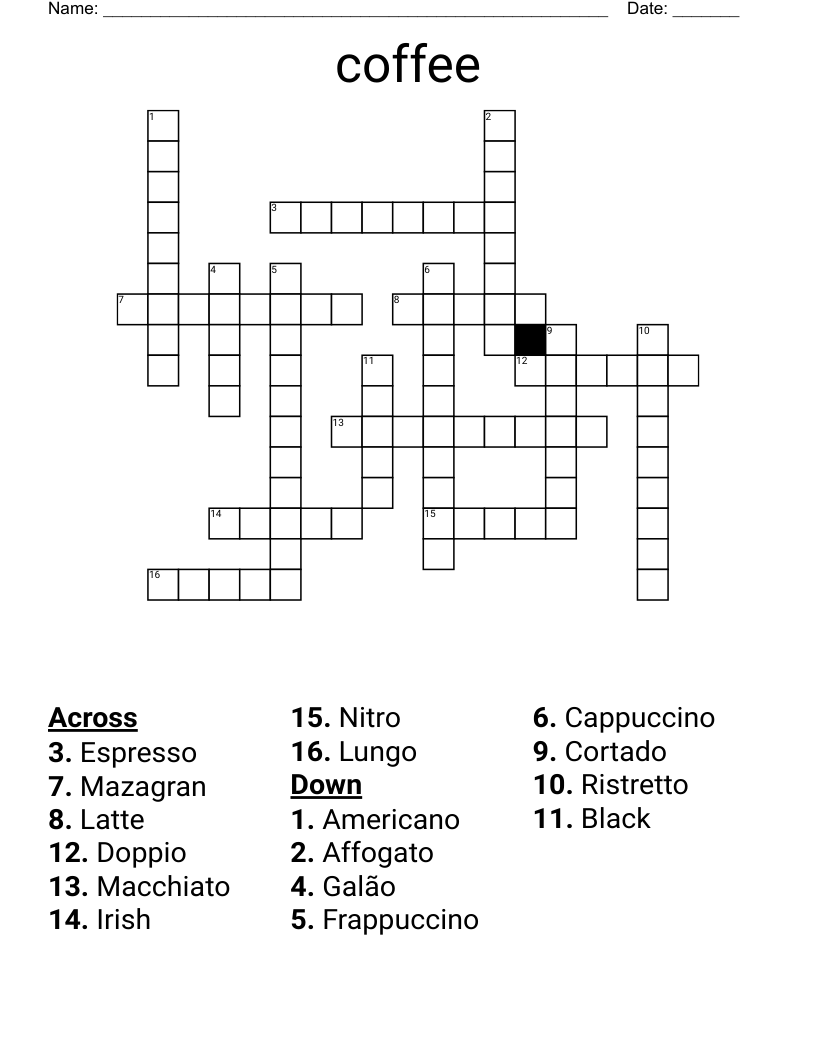 coffee Crossword