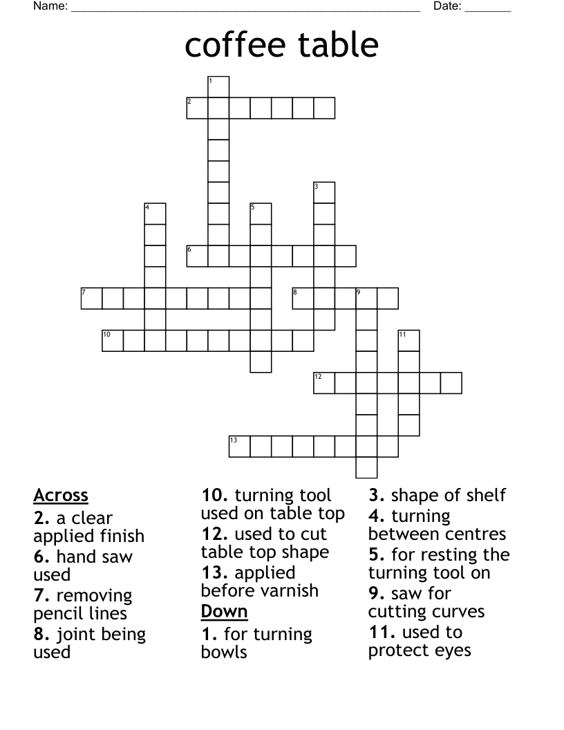 coffee table Crossword
