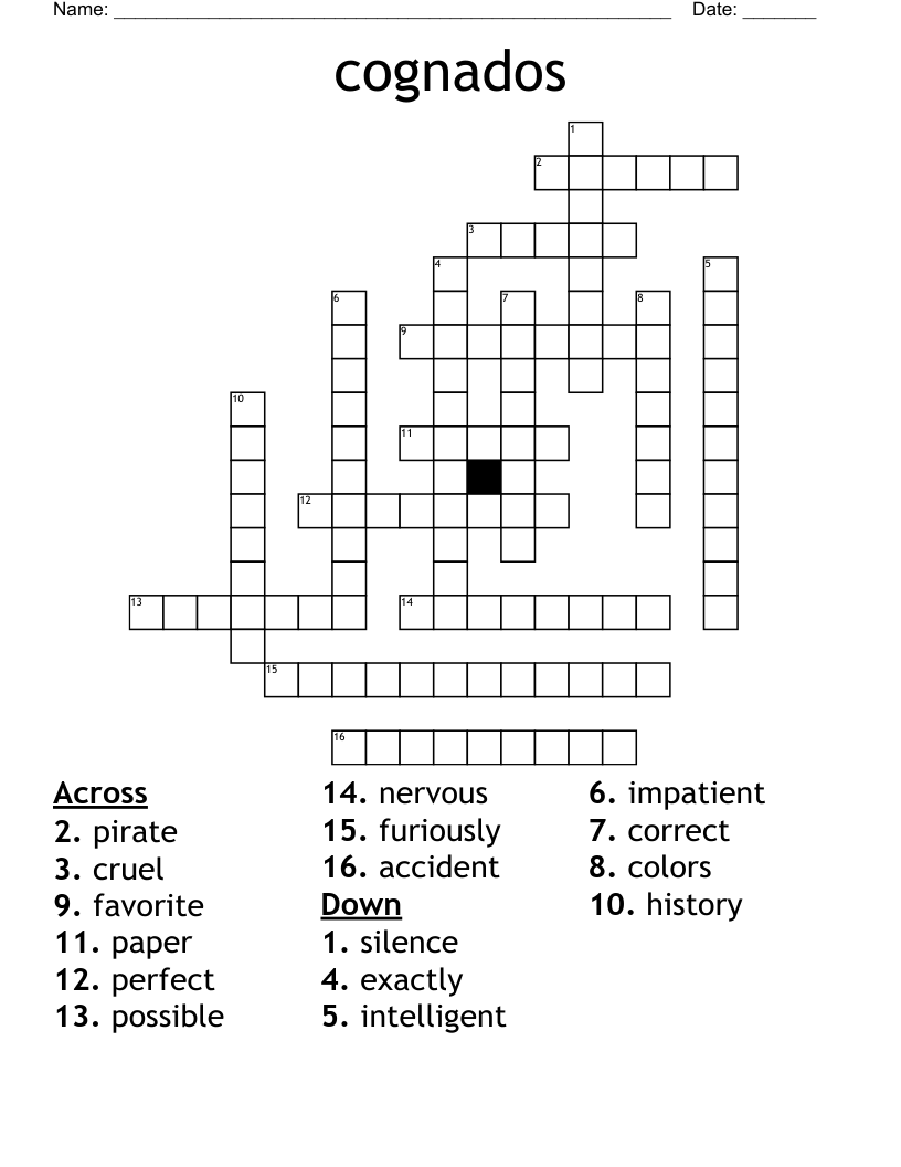 cognados Crossword