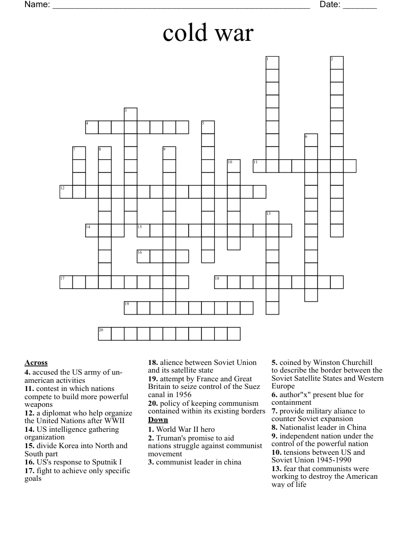 cold  war Crossword